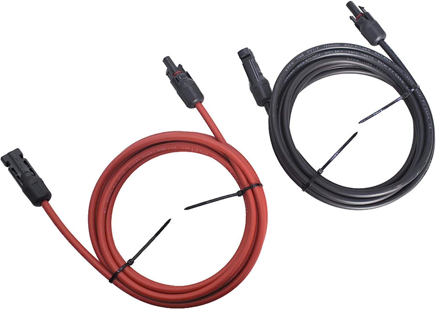 Handdo One Pair Solar Extension Cable Wire, 10FT 12AWG Solar Panel Extension Cable Wire, Solar Adaptor Wire Extension Cables Wire with Male and Female Connector, Black & Red