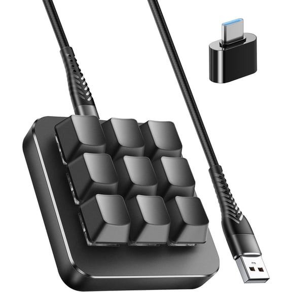 -Handed Mechanical Keyboard Support NKRO, Hotkeys, -Click Start,9 Fully Programmable with Floating Window and Macro Multifunctional Keypad for iOS,Windows, Idea for Him/Her
