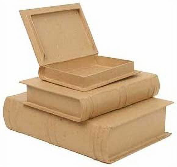 Handed Paper Mache Book Shaped Box Set 3 Premade Papier Mache