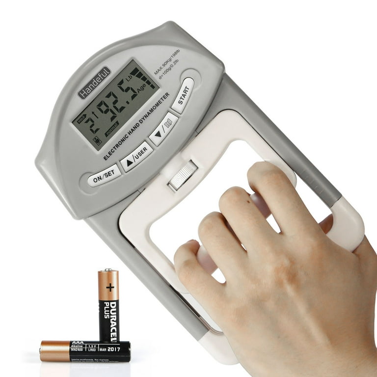 Handeful Digital Hand Dynamometer Grip Strength Tester Measurement Meter  198Lbs Gray