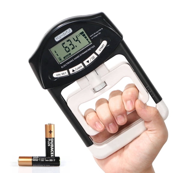 Handeful Digital Grip Strength Tester, Hand Dynamometer with High-Precision Sensor, 198 lb/90 kg Capacity, LCD Display, 19-User Data Storage for or Sports, Fitness & Home Training