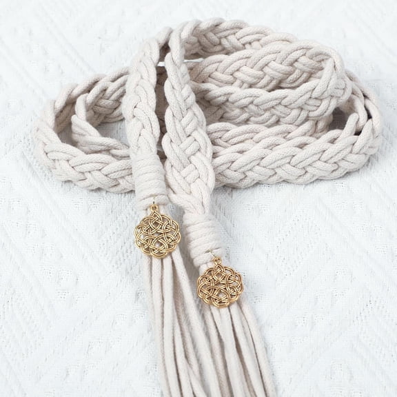 Handfasting Cord for Wedding Braided, Ivory White, Simple | Hand Fasting Ceremony Rope with Gold Celtic Clasp, Rustic Cotton for Catholic Lasso Tradition, Unity Ritual Tying Supply