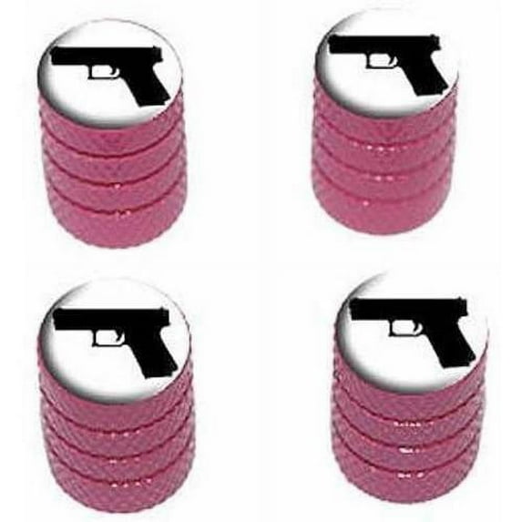 Handgun Weapon Black White Tire Rim Wheel Aluminum Valve Stem Caps, Multiple Colors