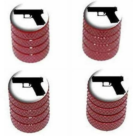 Handgun Weapon Black White Tire Rim Wheel Aluminum Valve Stem Caps, Multiple Colors