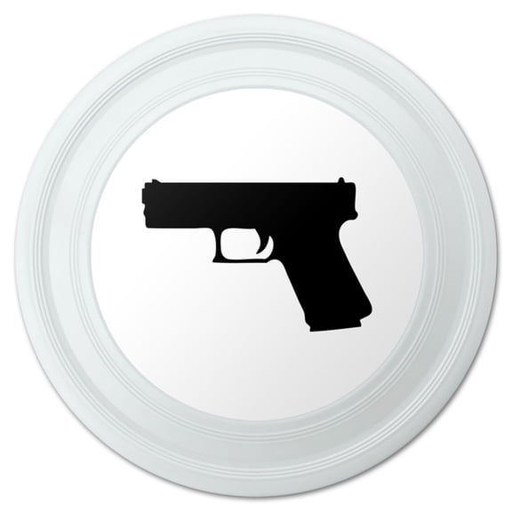 Handgun Weapon Black on White Novelty 9" Flying Disc
