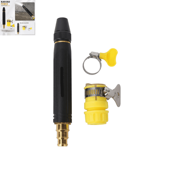 Handheld 1 Garden Hose Nozzle 1 Quick Connect Adapter 1 Hose Clamp Kit Twist Adjustable Pressure Washer Hose Attachment Spray Wand for Outdoor Window Washing Residential Surface Clean
