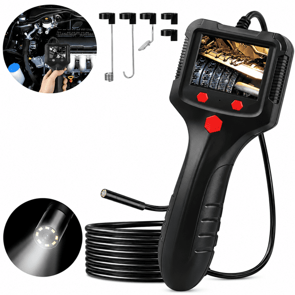 Handheld 1080P HD Industrial Endoscope Borescope Inspection Camera with 8mm Probe, LED Light & LCD Screen for Auto, Pipe, Wall & Home Inspection