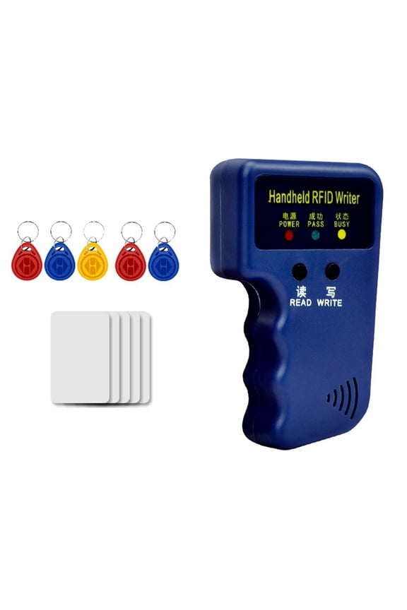 Handheld 125KHz RFID Card Reader Writer+5 Keyfob+5 Card Copier Writer Duplicator Programmer ID Card Copy EM4305 T5577
