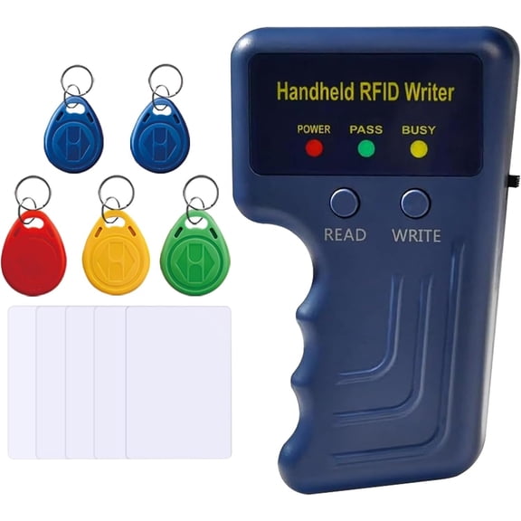Handheld 125khz RFID Reader Writer,AWID and HID Copier with 5 T5577 Keyfobs & 5 White Cards