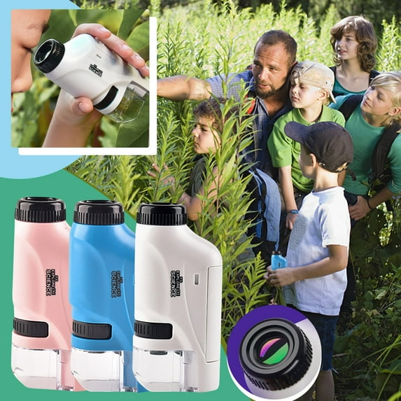 Handheld 2025 Newest Mini Microscope For Kids, Little Marvin Microscope Pocket Microscope For Kids,With Microscope Slides,With Led Light For Kids 8-12 Gift