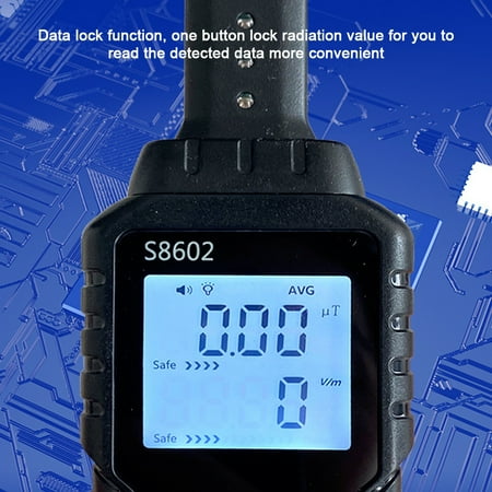 Handheld 3-in-1 Digital Radiation Dosimeter Electric Field Magnetics Field Temperature Multifunctional Detector Home Office Radiation Tester Sound Light Alarm LCD Display with Backlight