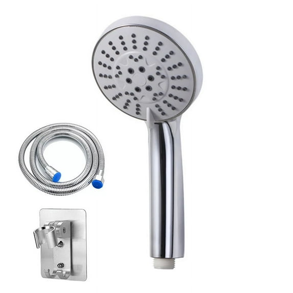 Handheld 5 Functions Pressurized Water Saving Shower Head Shower Hose Perforation-free Shower Holder Set Bathroom Accessories (SP000A-5)