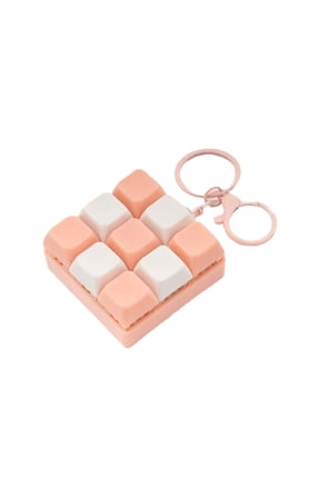 Handheld 9-Key Mechanical Switch Tester Fidget Keychain Stress Relieving Click Button Toy for Office Workers and Sensory Play Accessory, Pink