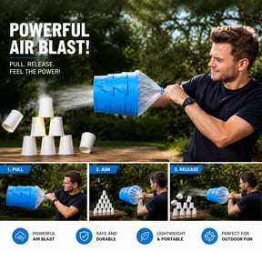 Handheld Air Cannon Bullseye Blaster Toy, Single Shot Powerful Air Vortex Shooter Gun, Safe Portable Air Blowing Prank Game Toy for All Ages Family Gathering Fun,G