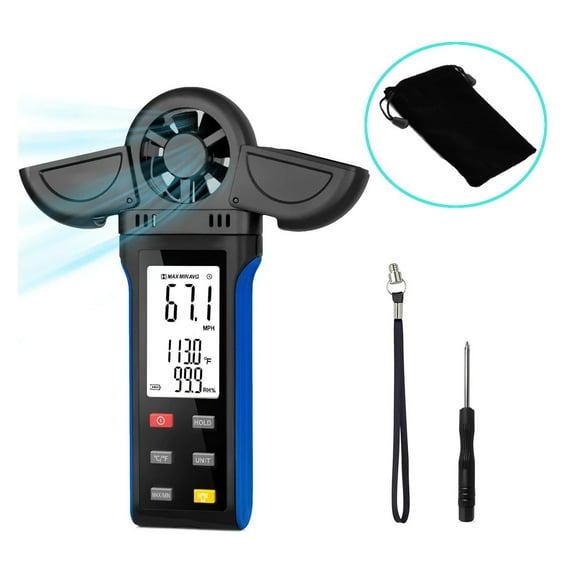 Handheld Anemometer with Rotatable Detector Vane Cover,Digital Wind Speed Gauge Meter,Shooting Golf ,Comprehensive Data Display