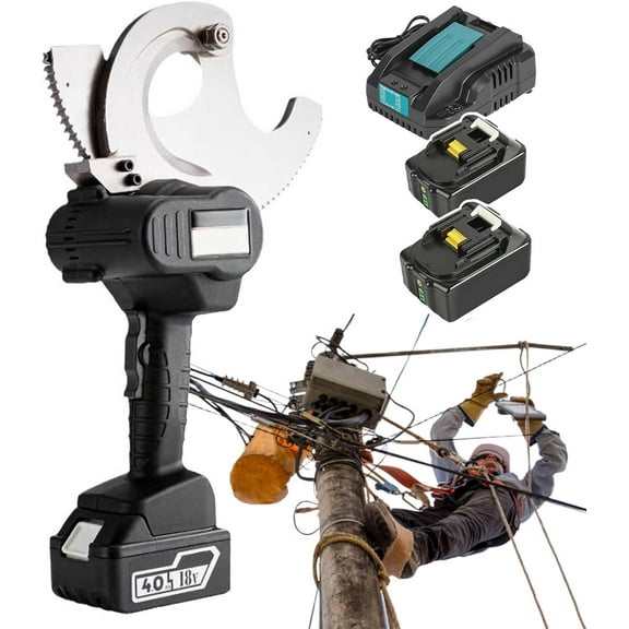 Handheld Armoured Cable Cutting Tool,Charging Cable Gear Type Scissors 50&65&75mm Cordless Hydraulic Ratchet Cutter with 2battery,for Aluminum/Copper Cable & Armoured Cable