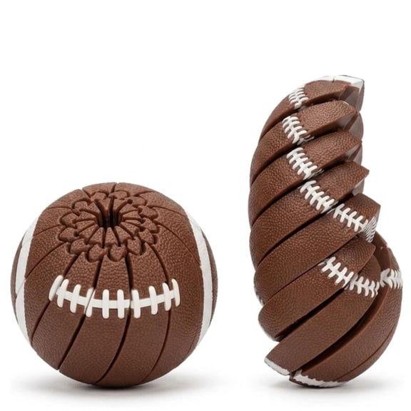 Handheld Baseball Twisty Fidget Ball, 3D Printed Spiral Kinetic Sensory Toy, Effective Anxiety Relief Focus Enhancer, Compact Desk Accessory for School Office Holiday Gifting(Football)