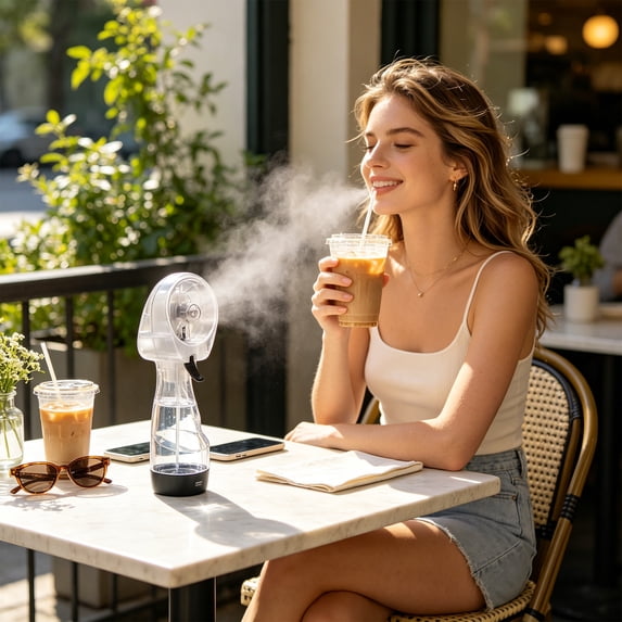 Handheld Battery Operated Water Misting Fan, Portable Cooling Spray Fan for Beach, Travel & Theme Parks, Fine Mist Atomizing Technology, Gift for Summer