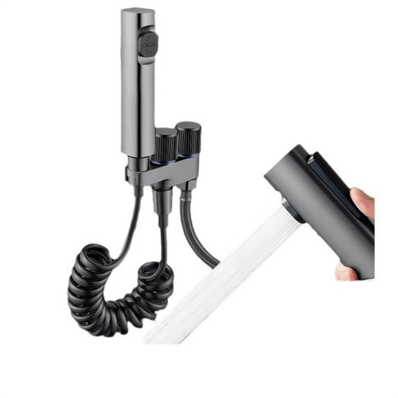 Handheld Bidet Sprayer Attachment (Toilet Cleaner Nozzle, Portable Cloth Washer), Gunmetal Hook, Gun Grey Hook-Style Handheld Bidet Sprayer, Portable For Toilet And Pet Bath, Meiiso