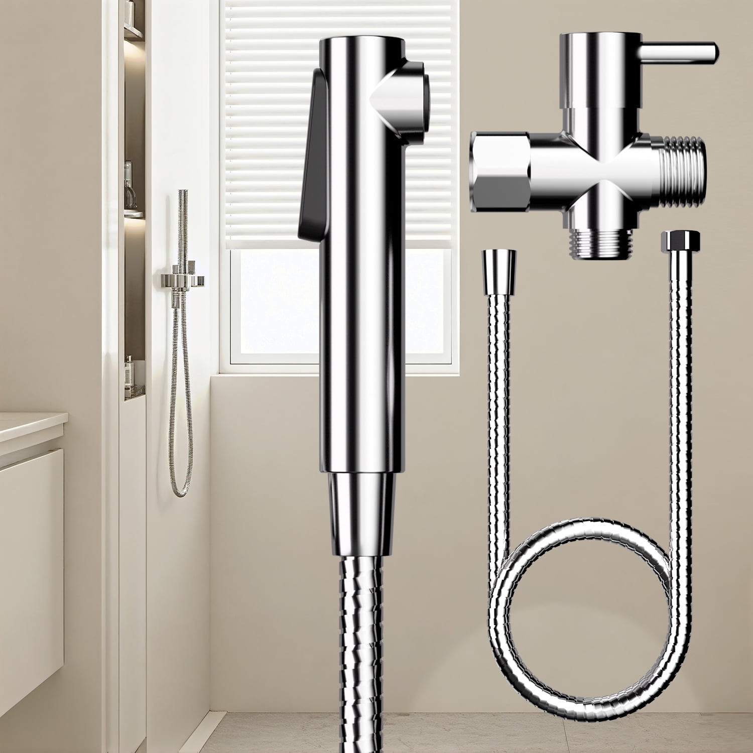 Handheld Bidet Sprayer Kit for Toilet, Heavy Duty Stainless Steel Hose with Dual Mount Holder