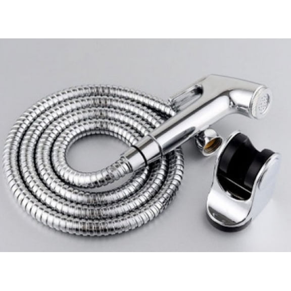Handheld Bidet Sprayer Set, Bathroom Toilet Sprayer Kit with Flexible Hose and Wall Mount Holder, Durable Portable Water Sprayer Attachment for Toilet Floor & Wall Cleaning, 1 Set(Silver,4.8x2")