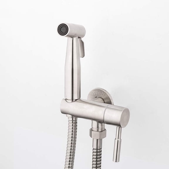 Handheld Bidet Sprayer Single Cold 304 Stainless Steel Portable Cloth Diaper Washer Shower Sprayer Set Wall Mounted Bathroom Shower Bidet Tap for Toilet Cleaning, Personal Hygiene
