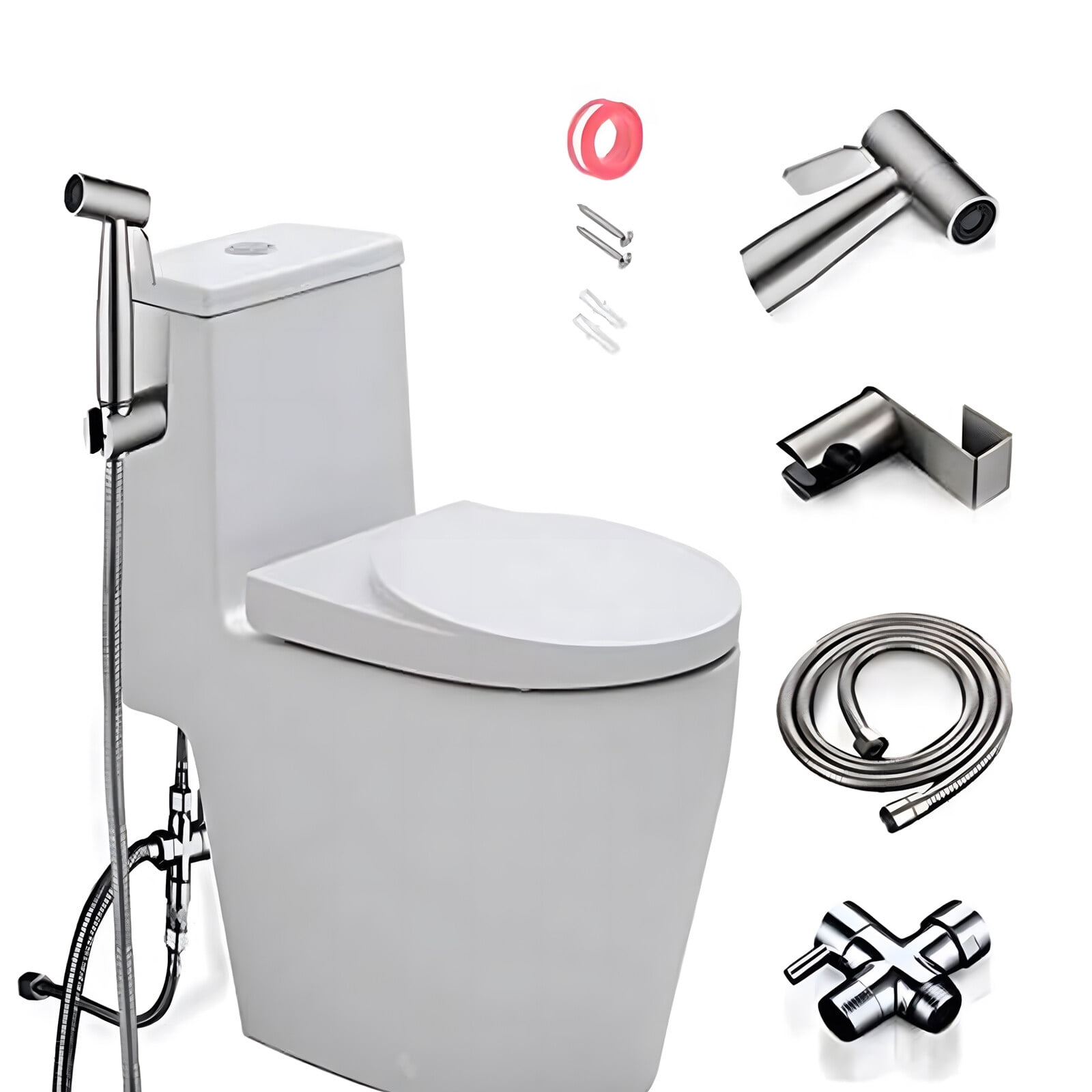 Handheld Bidet Sprayer for Toilet-Adjustable Water Pressure Control with Bidet Hose for Feminine Wash, Stainless Steel Brushed Nickel Cloth Diaper Bidet Toilet Sprayer for Baby Wash