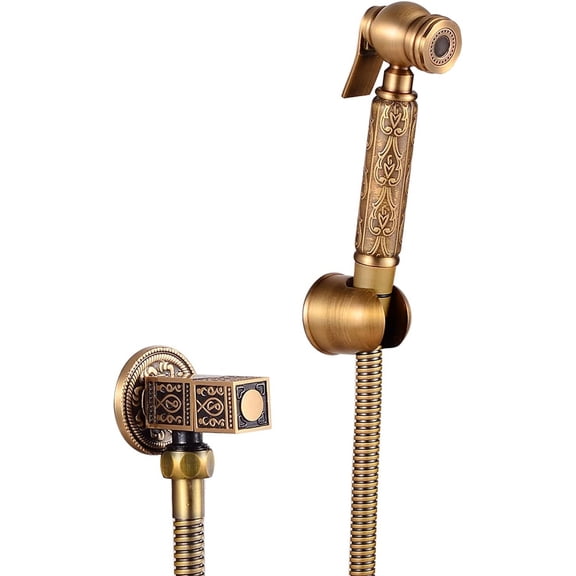 Handheld Bidet Sprayer for Toilet, Antique Brass Cloth Diaper Sprayer Kit Wall Mounted Bidet Sprayer Set Single Handle Toilet Bidet Sprayer Kit with 150cm Shower Hose,Type a