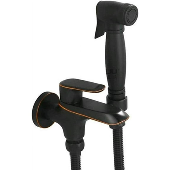 Handheld Bidet Sprayer for Toilet Black Cloth Diaper Washer Set Wall Mounted Brass Bathroom Bidet Faucet Set with Anti Leaking Hose, Single Cold Water for Personal Hygiene,Black a