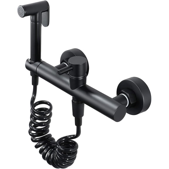 Handheld Bidet Sprayer for Toilet, Black Portable Cloth Diaper Sprayer Set Brass Cold and Hot Water Bathroom Bidet Sprayer Kit with Shower Hose for Personal Hygiene, Bathing Pet,85 mm