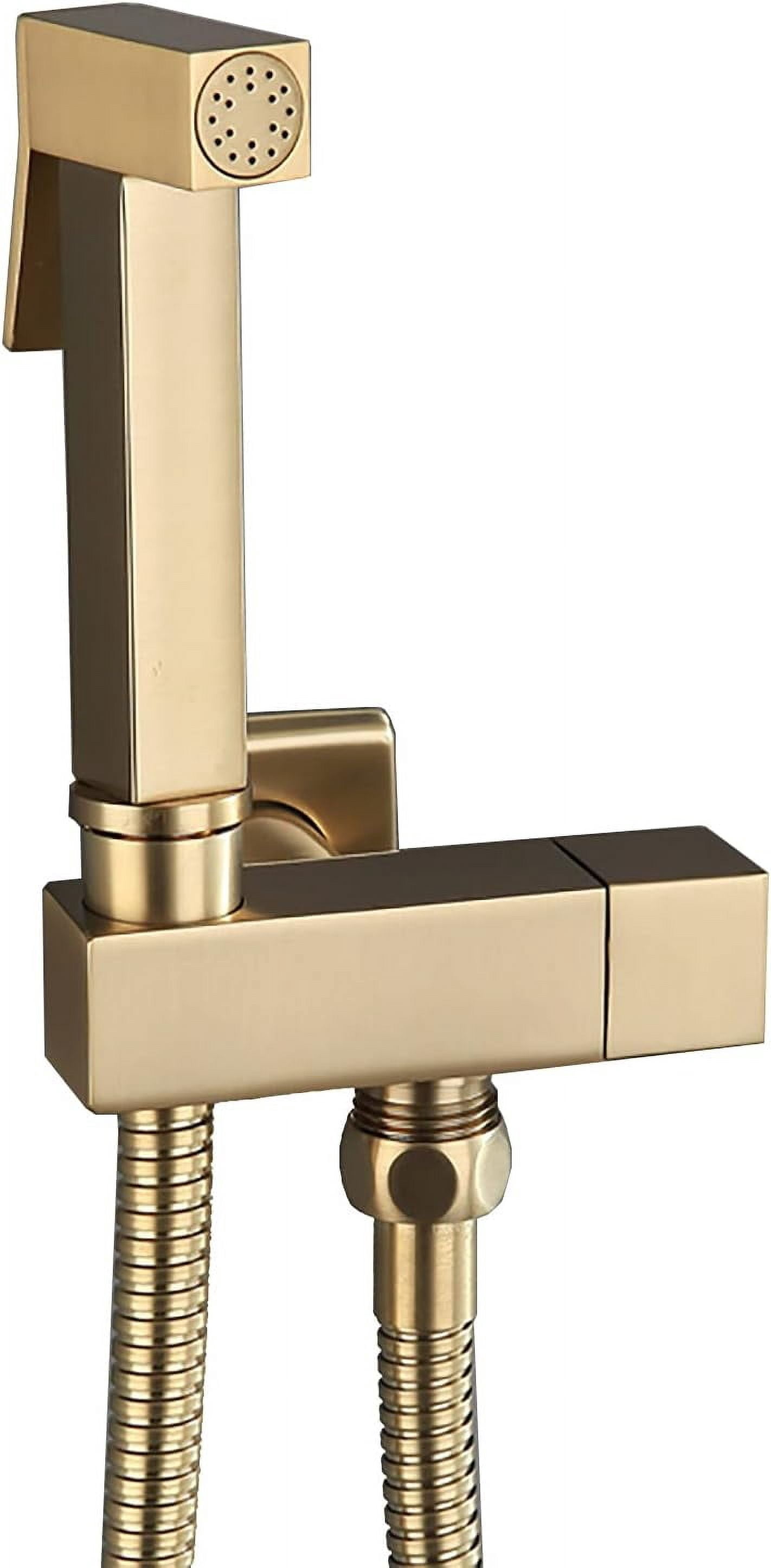 Handheld Bidet Sprayer for Toilet, Brushed Gold Brass Bathroom Cloth Diaper Sprayer Set with Single Cold Water, Wall Mounted Toilet Bidet Sprayer Kit for Feminine Hygiene, Bathing Pets