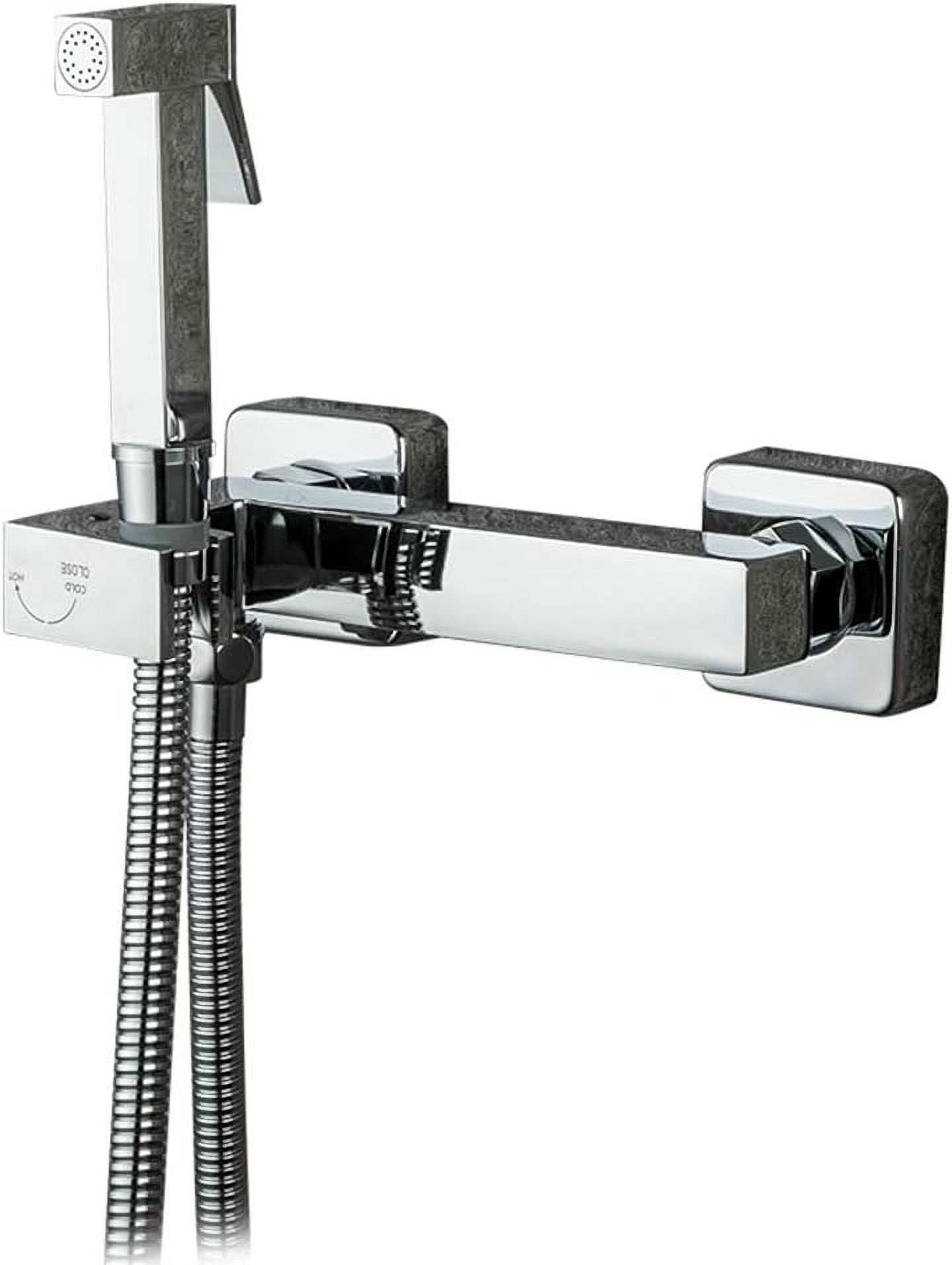 Handheld Bidet Sprayer for Toilet, Chrome Baby Cloth Diaper Washer Set Brass Bathroom Sprayer Kit Wall Mounted Bathroom Bidet Faucet with Anti Leaking Hose, Hot and Cold Water