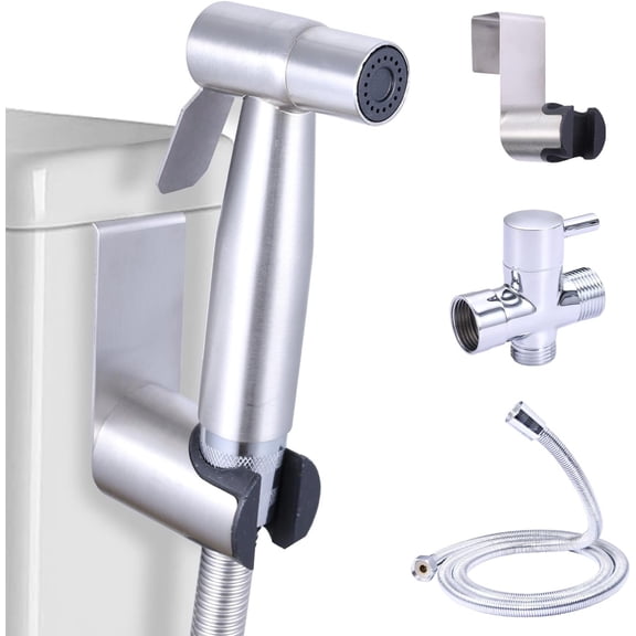 Handheld Bidet Sprayer for Toilet, Stainless Steel Adjustable Jet Kit for Feminine Wash, Diaper Sprayer & Muslim Shower, Leak-Proof with Easy Wall or Toilet Mount(Silvery)