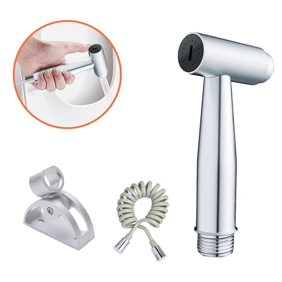 Handheld Bidet Sprayer for Toilet | 5FT Hose | Intimate & Feminine Wash | Baby Wash & Pet Shower | ABS & Aluminum Alloy | Silver | 1-Piece Set
