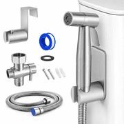 Handheld Bidet Sprayer for Toilet, Adjustable Pressure Stainless Steel Muslim Shower Kit with G7/8 T-Valve and 4.92 ft Hose