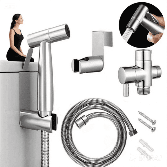 Fylivore Handheld Bidet Sprayer for Toilet-Adjustable Water Pressure Control with Hose Brushed Nickel Toilet