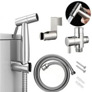 Handheld Bidet Sprayer for Toilet-Adjustable Water Pressure Control with Hose Brushed Nickel Toilet