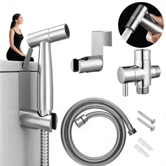 Fylivore Handheld Bidet Sprayer for Toilet-Adjustable Water Pressure Control with Hose Brushed Nickel Toilet