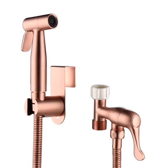 Handheld Bidet Sprayer for Toilet, Rose Gold Metal Cloth Diaper Sprayer with Jet & Gentle Spray Modes, Bathroom Shattaf Kit
