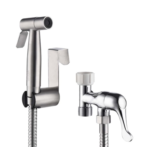Handheld Bidet Sprayer for Toilet, Silver Metal Cloth Diaper Sprayer with Adjustable Pressure Control, Bathroom Shattaf Kit