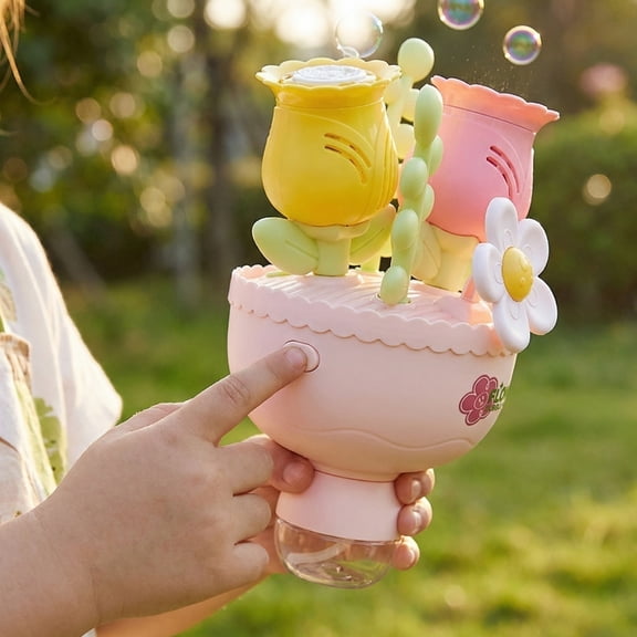 Handheld Bouquet Bubble Blower Automatic Flower Shape Bubble Maker Machine for Party Outdoor Summer Activity Photoshoot Prop Gift
