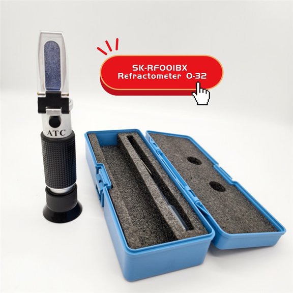 Handheld Brix Refractometer 0-32% Sugar Meter with ATC Scale, Portable Fruit Juice Honey Beer Beverage Sugar Content Measuring Tool,black,25*9.5*5.5cm