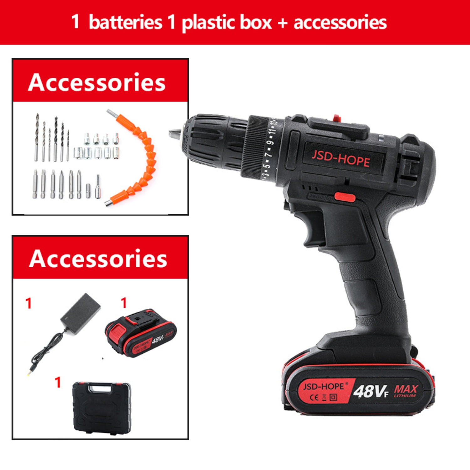 Handheld Brushless Cordless Impact Drill/Driver, 2-Speed Lithium-Ion Electric Screwdriver