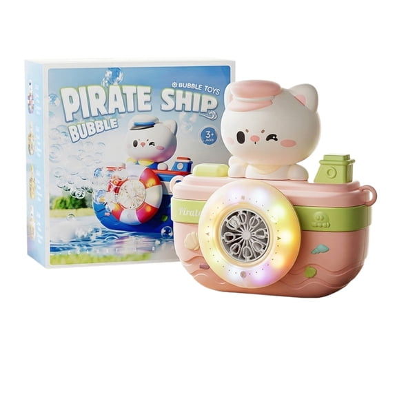 Handheld Camera Bubble Machine for Teens, Cartoon-Themed with Lights and Music, Fully Automatic Bubble Blower, 60ml, Pink