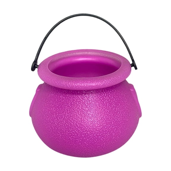 Handheld Candy Bucket Portable 6 pcs Halloween Buckets Black Plastic Witch Cauldron Kettle for Party Favors Home Festival Purple Cauldron Halloween Decor Bucket