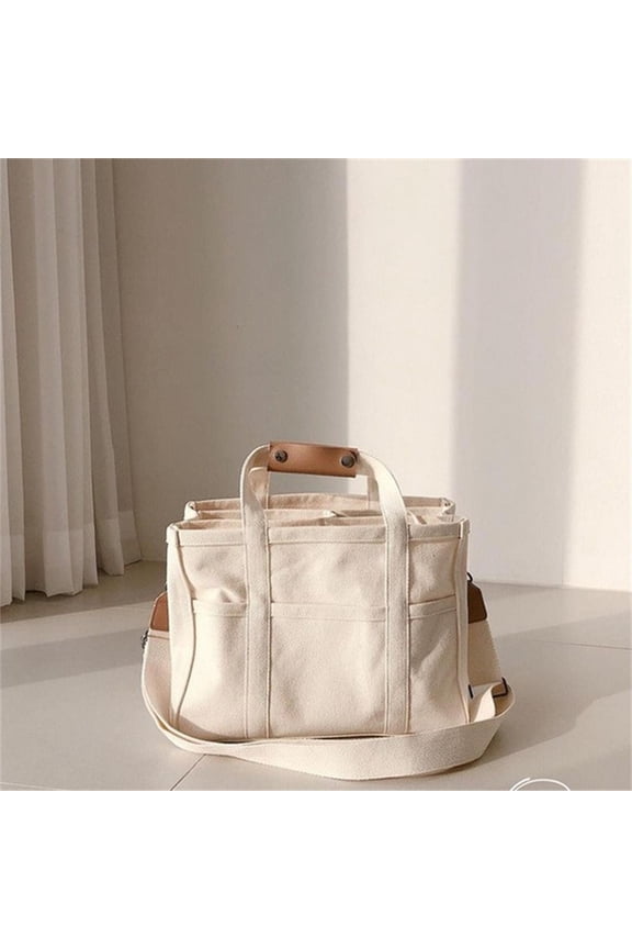 Handheld Canvas Bag Multifunctional Shoulder Bag, Reusable Grocery Shopping Bag, Foldable Home Storage Tote for Travel, Outdoor Camping, Daily Shopping and Organization