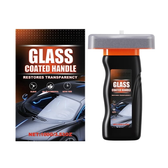 Handheld Car Glass Oil Film Remover, Automotive Windshield & Window Cleaner with Cleaning Pad, Removes Oil Film, Smudges & Water Spots for Clear Visibility (1PC)