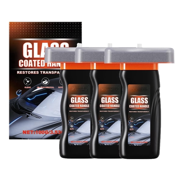 Handheld Car Glass Oil Film Remover, Automotive Windshield & Window Cleaner with Cleaning Pad, Removes Oil Film, Smudges & Water Spots for Clear Visibility (3PCS)