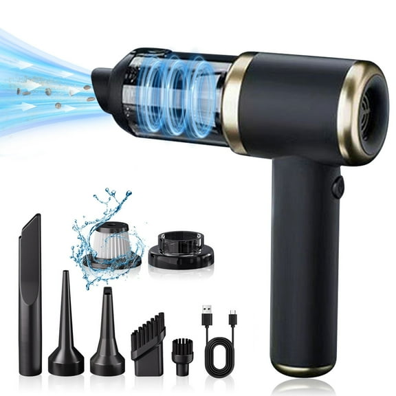 Handheld Car Vacuum Cleaner, 5000PA Strong Suction, USB Rechargeable, Lightweight (0.88 lbs), 4000mAh Battery, Includes Multiple Nozzles and Attachments, Black