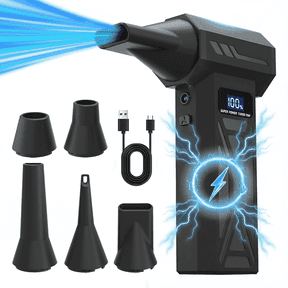 Compressed Air Duster-110,000RPM Super Power Electric Duster, Rechargeable 4 Gear Adjustable Air Blower with LED Light for Computer/Keyboard/House/Outdoor/Car